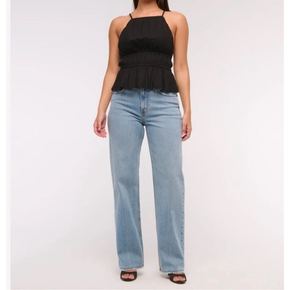 Abercrombie & Fitch The '90s Relaxed Jean 18R/34x30‎ Ultra High Rise Criss Cross